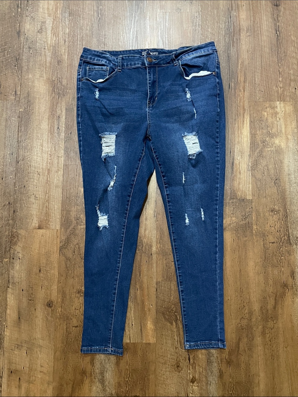 Sandpiper High Rise Skinny Ripped Wrecked Blue Jeans Women’s 18